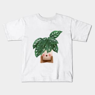 Cute Plant Illustration, Monstera Adansonii 3 Kids T-Shirt